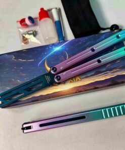 (Krake Raken) Kraken V3 Tengjiada Balisong Trainer - Blue purple gradient/Blue blade